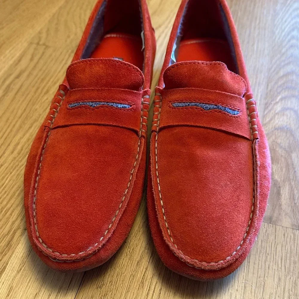 GORGEOUS Manolo Blahnik Suede Drivers, Mens Size 9, Red Suede, Great Condition! - Picture 7 of 9
